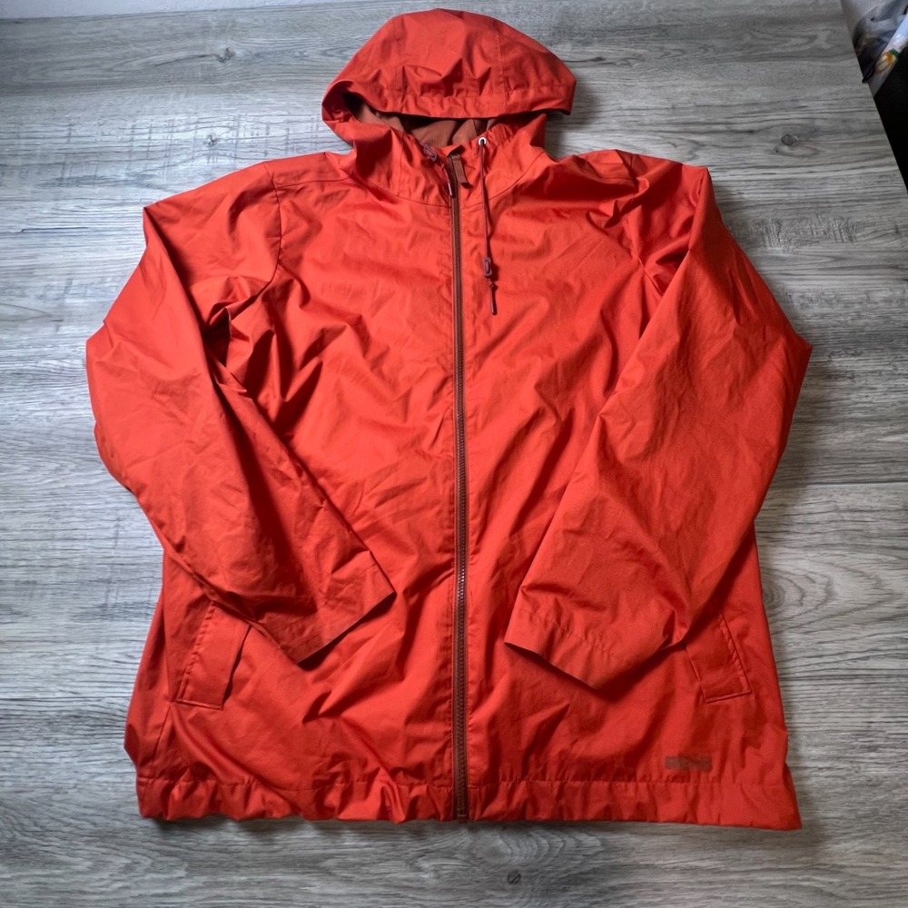 REI Co-op Windbreaker Jacket Men Large Orange Hooded Full Zip Mesh Lined R16